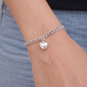 925 Sterling Silver Heart-Shaped Pendant Bracelet New in Packaging